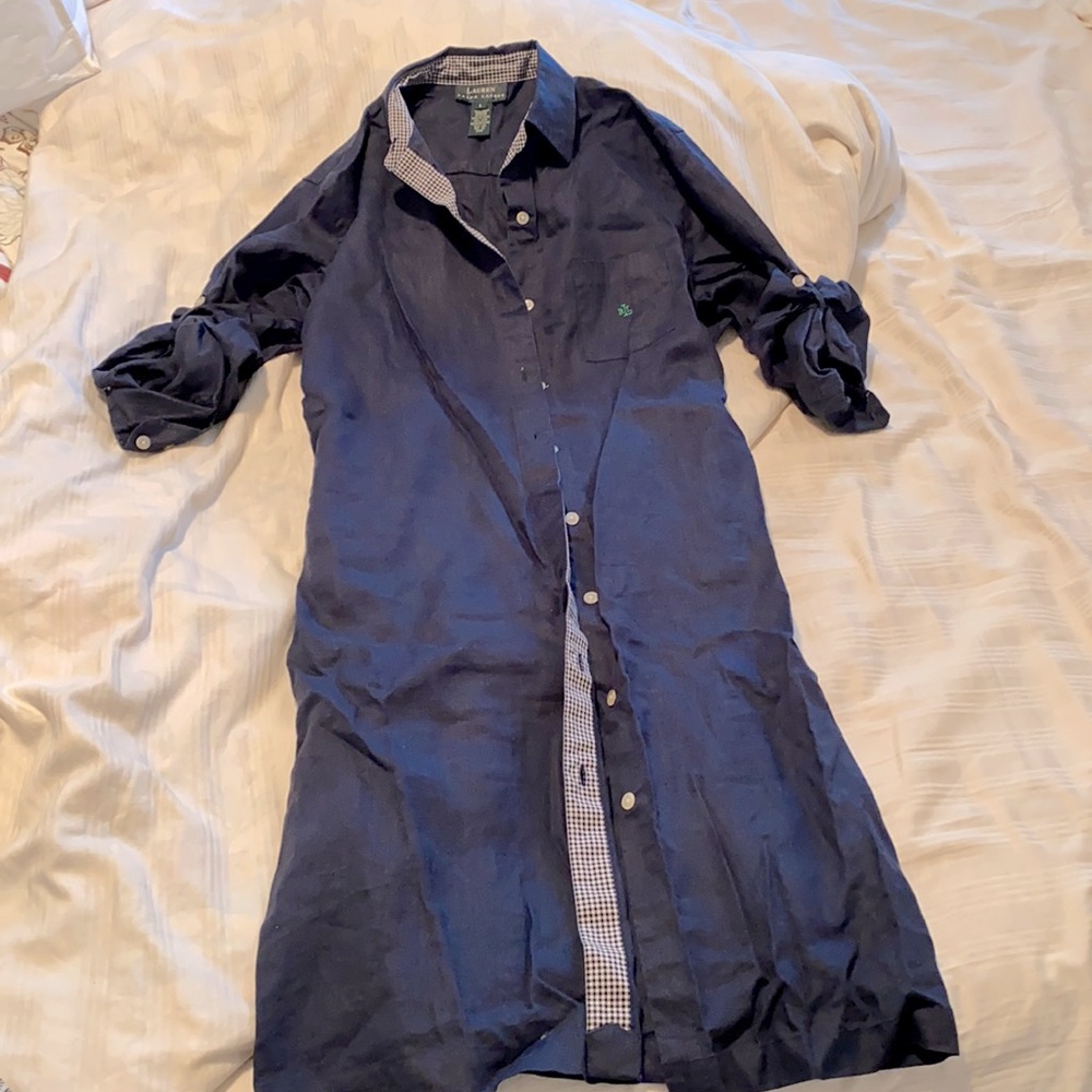 Linen shirt dress